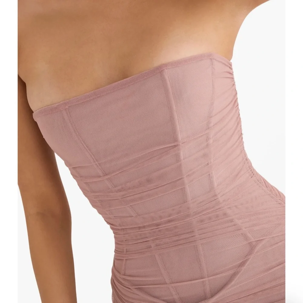 House of CB Julianna Blush Strapless Ruched Midi Dress - Picture 7 of 7